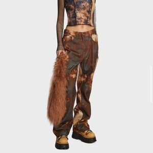 Dolls kill Brown Acid Wash denim baggy jeans